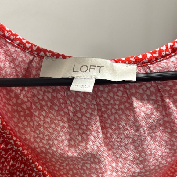 Loft Valentine’s Day Heart Ruffle Long Sleeve Blouse Top M - Picture 4 of 6